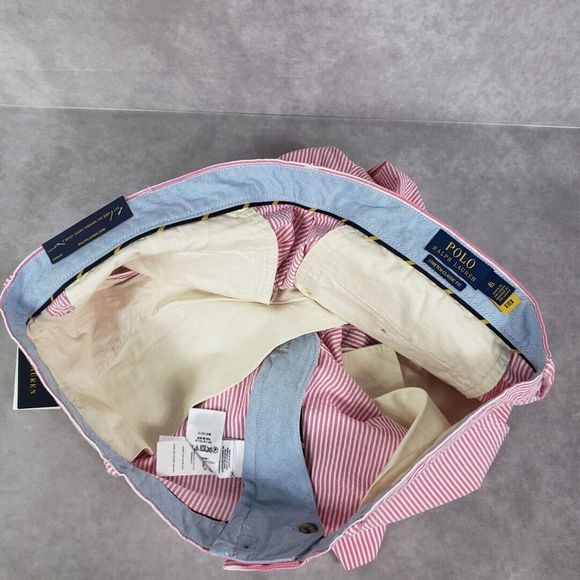 Polo Ralph Lauren Shorts Mens 40 Pink Striped Seersucker 9" Classic-Fit Preppy - Picture 11 of 11